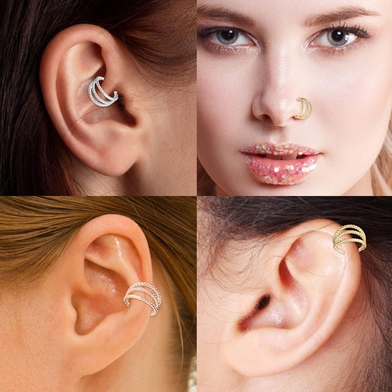 FUNLMO Store 316L Surgical Steel Nose Hoop Septum Conch Piercing Jewelry Cartilage Daith Helix Tragus Rook Lobe Earring Triple/Double Nose Lip Ring 20G 18G 16G - Image 5